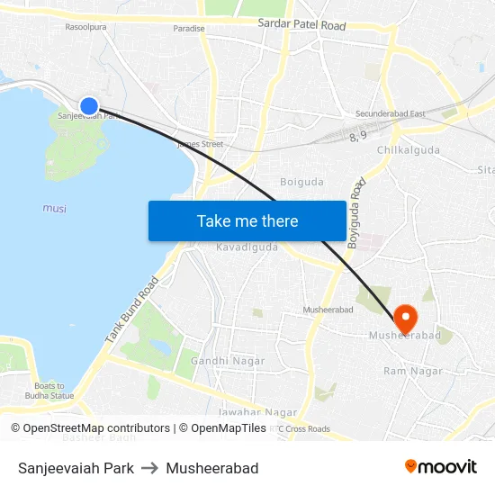 Sanjeevaiah Park to Musheerabad map