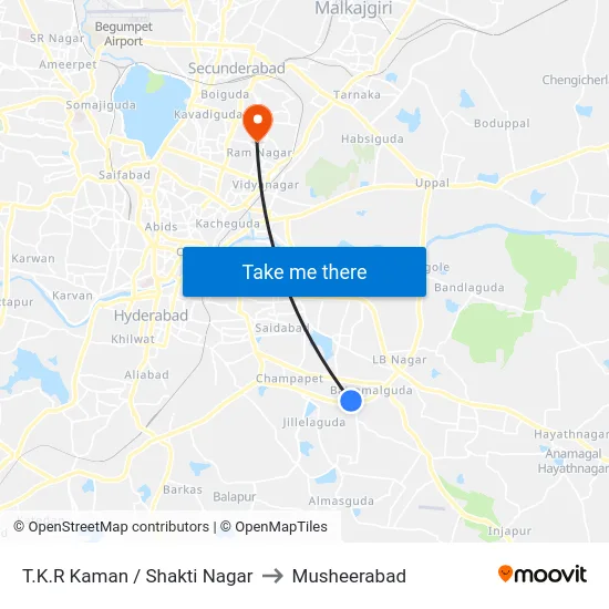 T.K.R Kaman / Shakti Nagar to Musheerabad map
