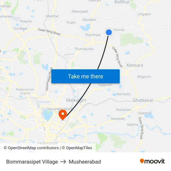 Bommarasipet Village to Musheerabad map