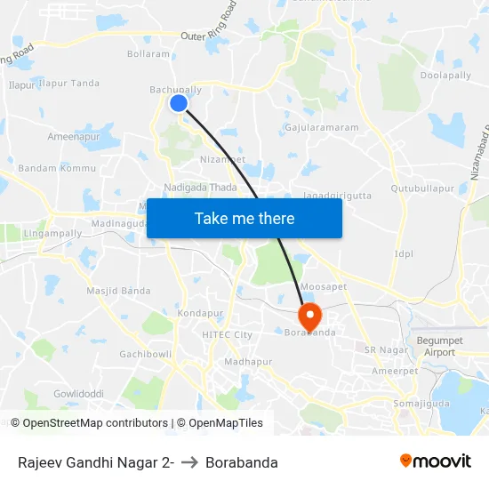 Rajeev Gandhi Nagar 2- to Borabanda map