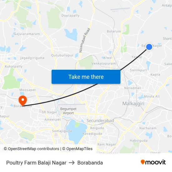 Poultry Farm Balaji Nagar to Borabanda map