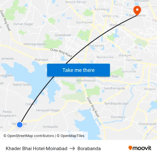 Khader Bhai Hotel-Moinabad to बोरबंदा map