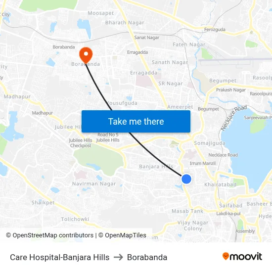 Care Hospital-Banjara Hills to Borabanda map