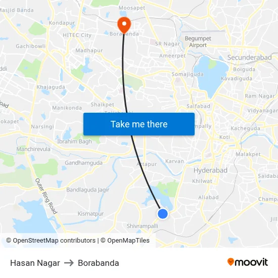 Hasan Nagar to Borabanda map