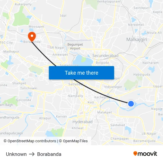 Unknown to Borabanda map