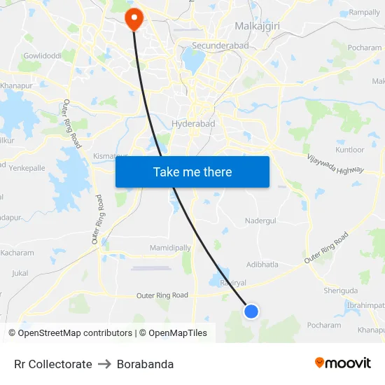 Rr Collectorate to Borabanda map
