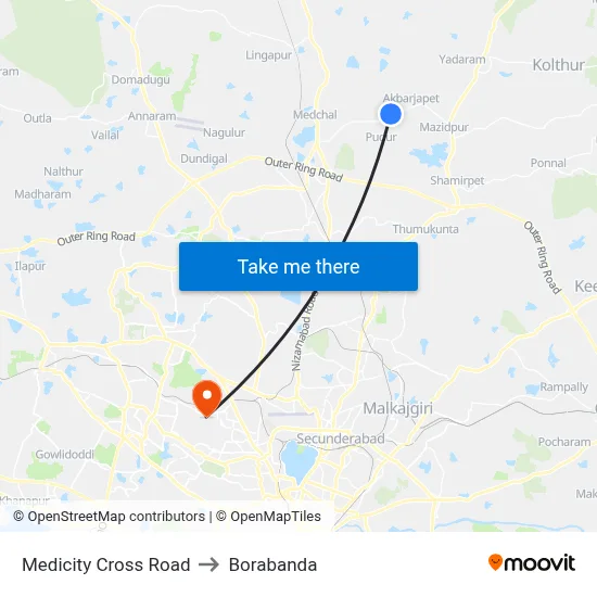 Medicity Cross Road to Borabanda map