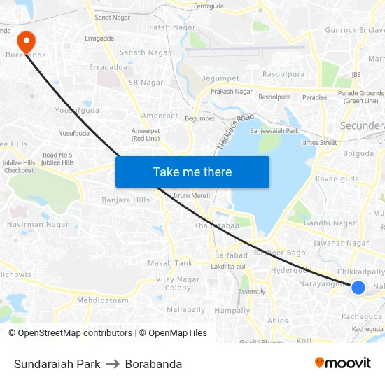 Sundaraiah Park to Borabanda map