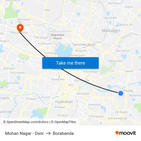 Mohan Nagar - Dsnr to Borabanda map
