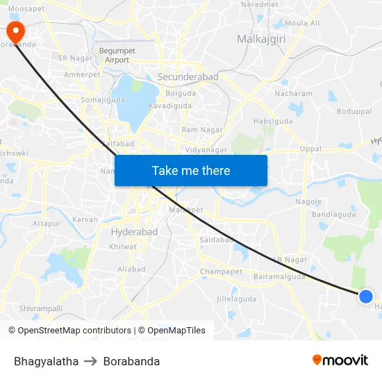 Bhagyalatha to Borabanda map