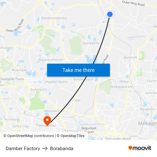 Damber Factory to Borabanda map