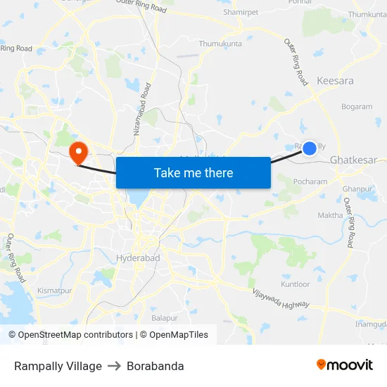 Rampally Village to Borabanda map