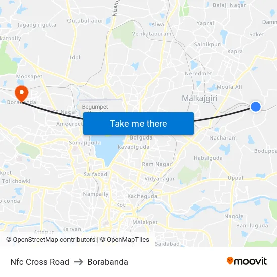 Nfc Cross Road to बोरबंदा map