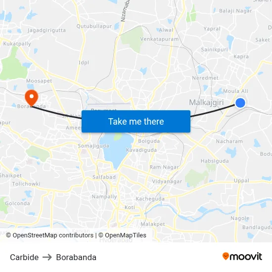 Carbide to Borabanda map