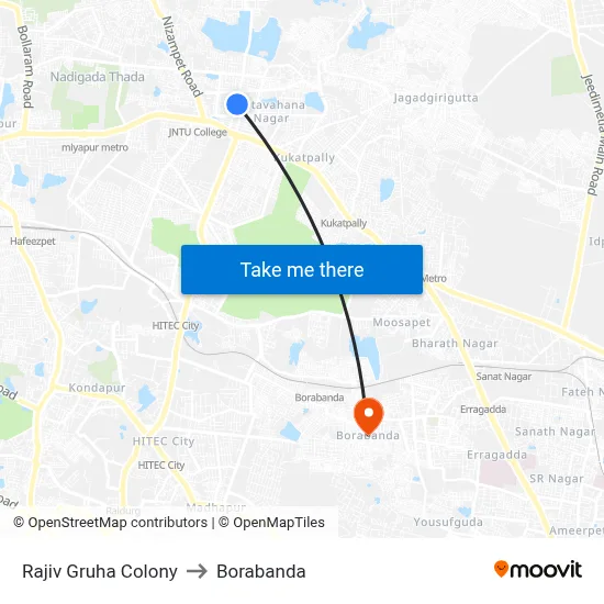 Rajiv Gruha Colony to Borabanda map