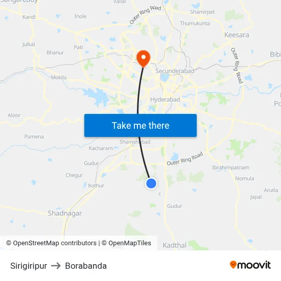 Sirigiripur to Borabanda map