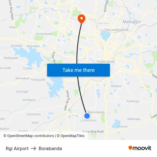 Rgi Airport to Borabanda map