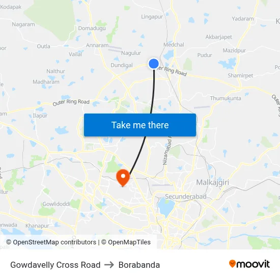 Gowdavelly Cross Road to बोरबंदा map