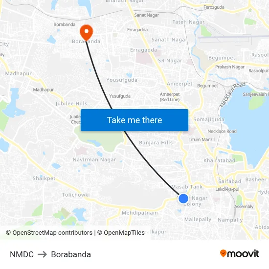 NMDC to Borabanda map
