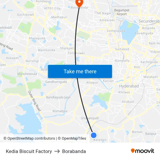 Kedia Biscuit Factory to Borabanda map
