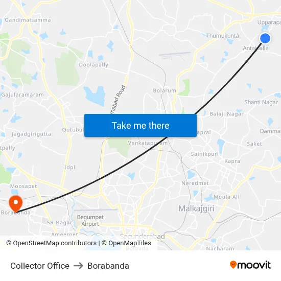 Collector Office to Borabanda map