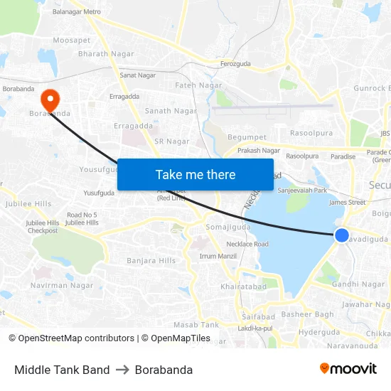 Middle Tank Band to Borabanda map