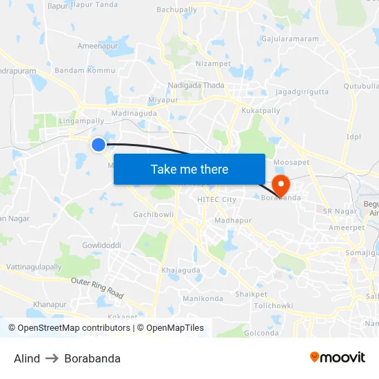 Alind to Borabanda map