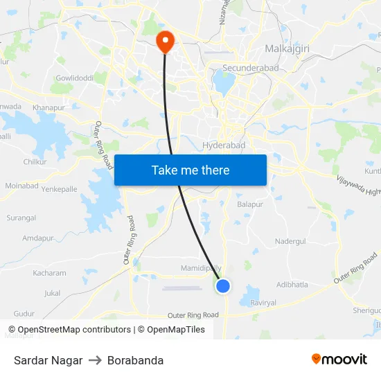Sardar Nagar to Borabanda map