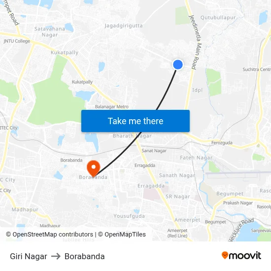 Giri Nagar to Borabanda map