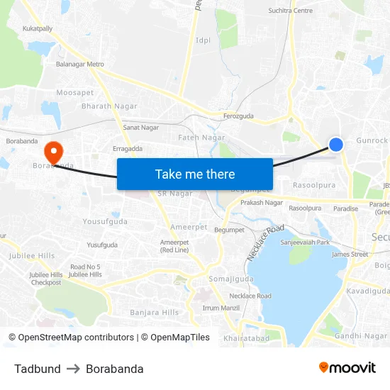 Tadbund to Borabanda map