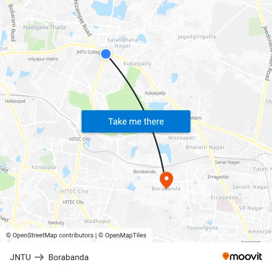 JNTU to Borabanda map