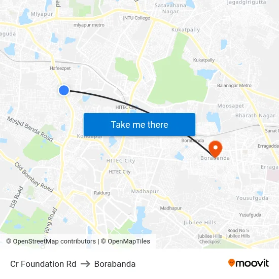 Cr Foundation Twd Gachibowli to Borabanda map