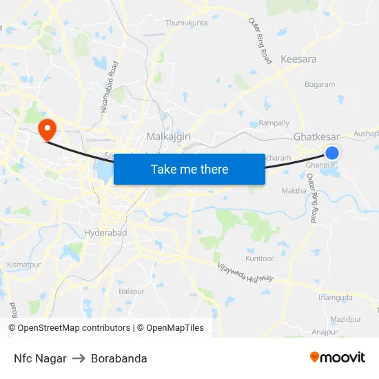 Nfc Nagar to Borabanda map