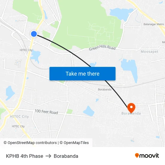 KPHB 4th Phase to Borabanda map