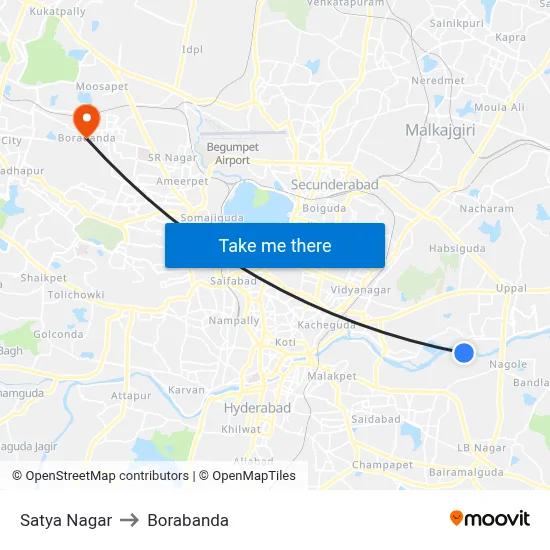 Satya Nagar to Borabanda map