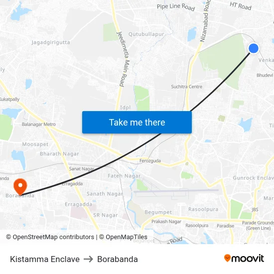 Kistamma Enclave to Borabanda map
