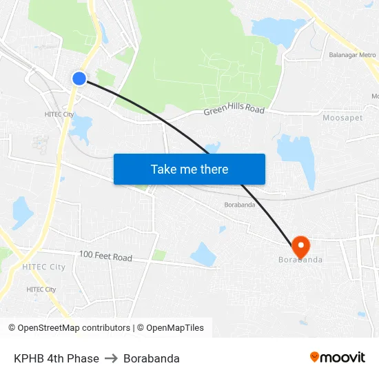 KPHB 4th Phase to Borabanda map