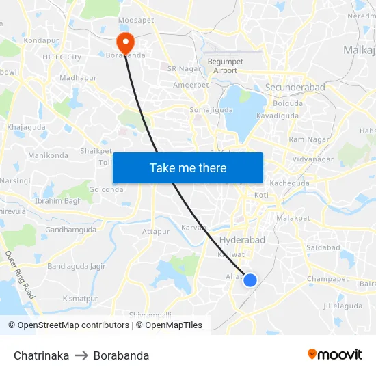 Chatrinaka to Borabanda map