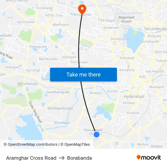 Aramghar Cross Road to Borabanda map