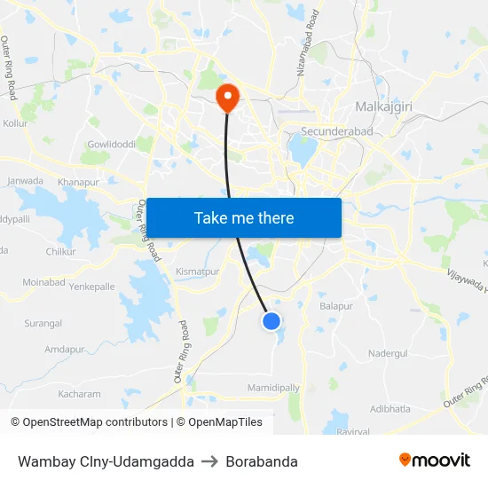 Wambay Clny-Udamgadda to Borabanda map