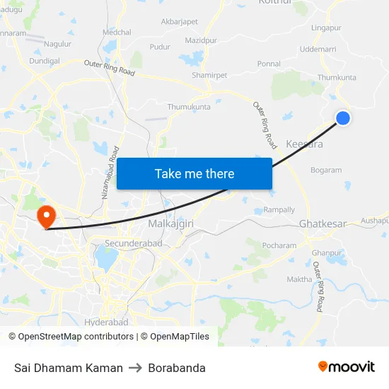 Sai Dhamam Kaman to Borabanda map