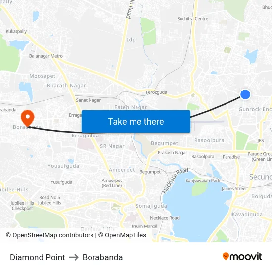 Diamond Point to Borabanda map