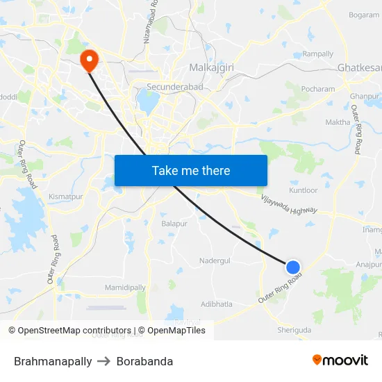 Brahmanapally to Borabanda map