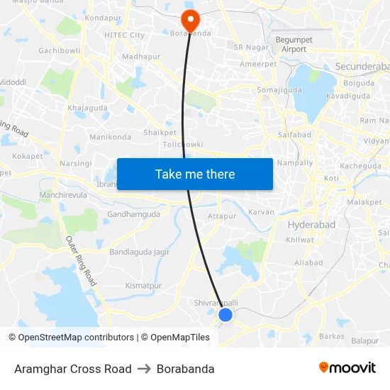 Aramghar Cross Road to Borabanda map