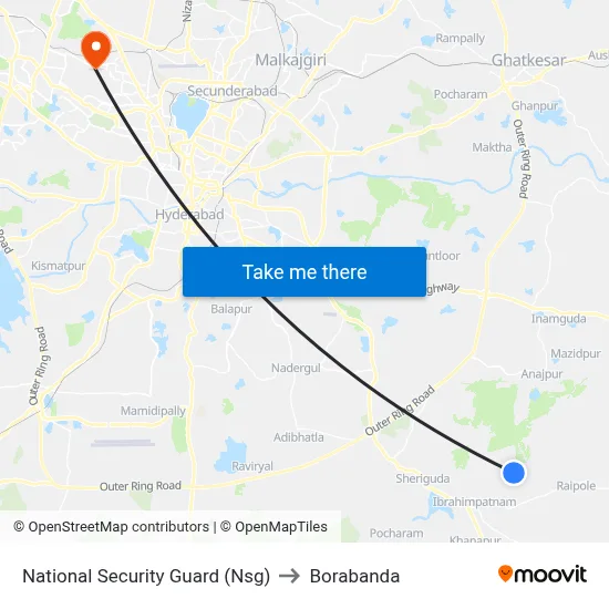 National Security Guard (Nsg) to Borabanda map