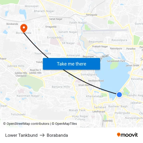 Lower Tankbund to Borabanda map