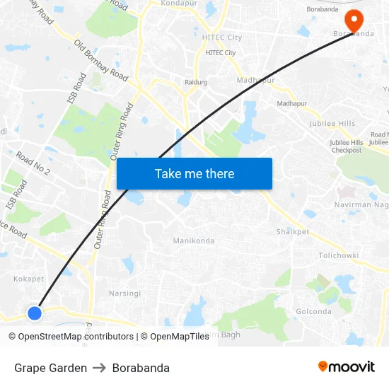 Grape Garden to Borabanda map