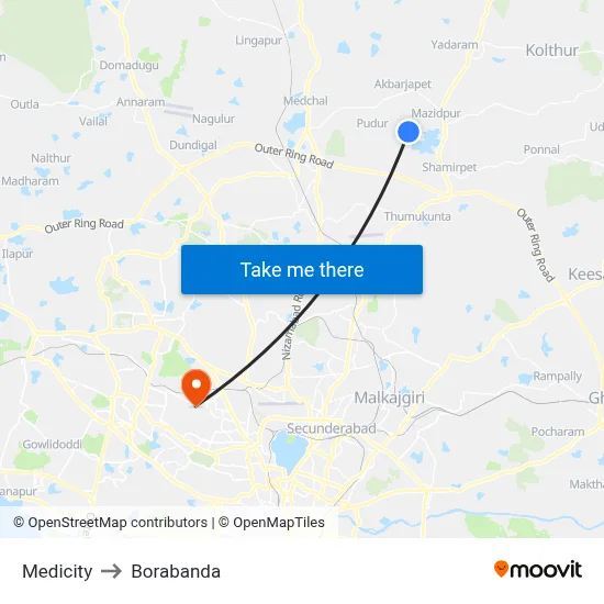 Medicity to Borabanda map