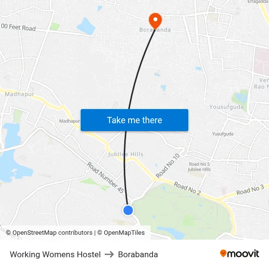 Working Womens Hostel to Borabanda map