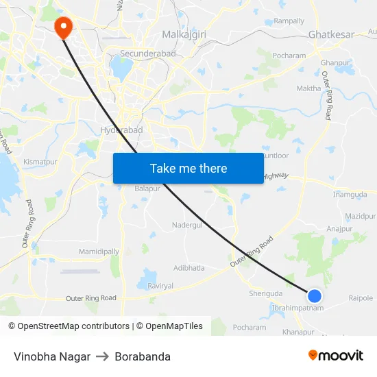 Vinobha Nagar to Borabanda map